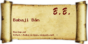 Babaji Bán névjegykártya